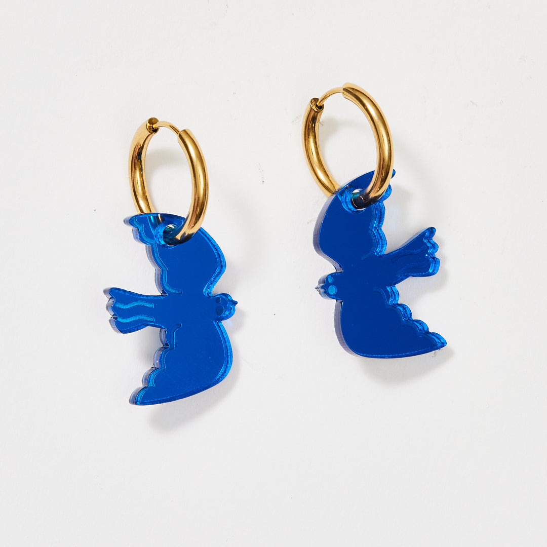 Mini Bird Earrings - Cobalt