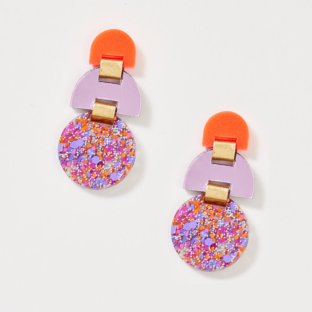 Half Moon Earrings - Purple / Neon