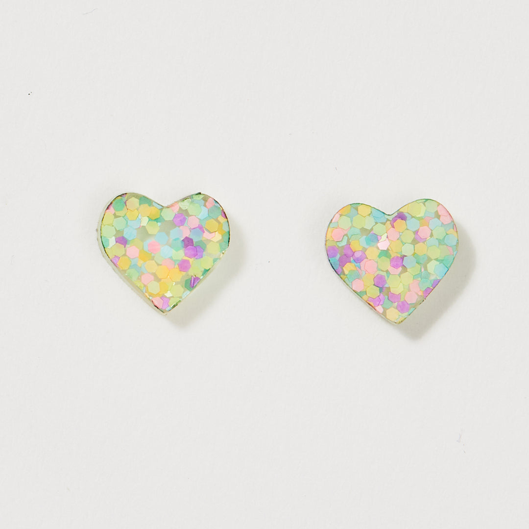 Heart Stud Earrings - Pastel