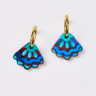 Frill Pod Earrings - Blue Watercolour