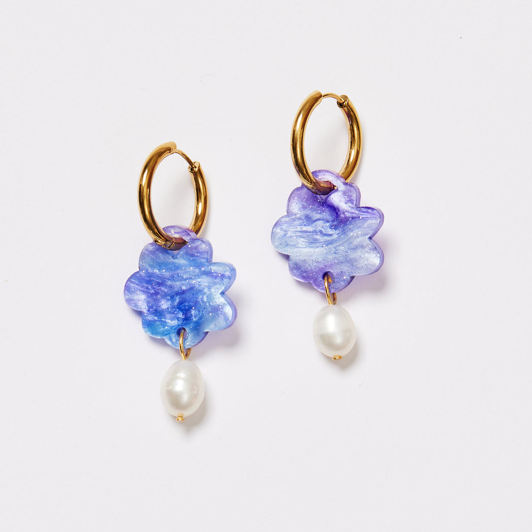 Cloud + Pearl Earrings - Lilac