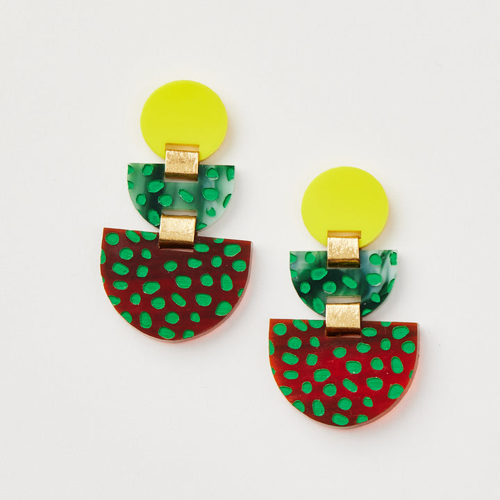Boat Earrings - Yellow / Green
