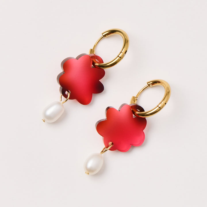 Cloud + Pearl Earrings - Tortoise Pink