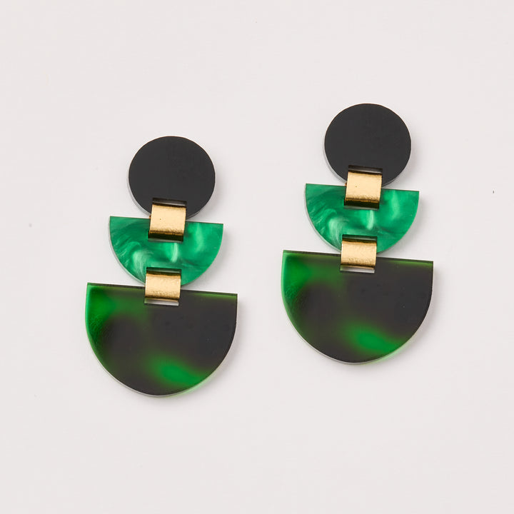 Boat Earrings - Tortoise Green