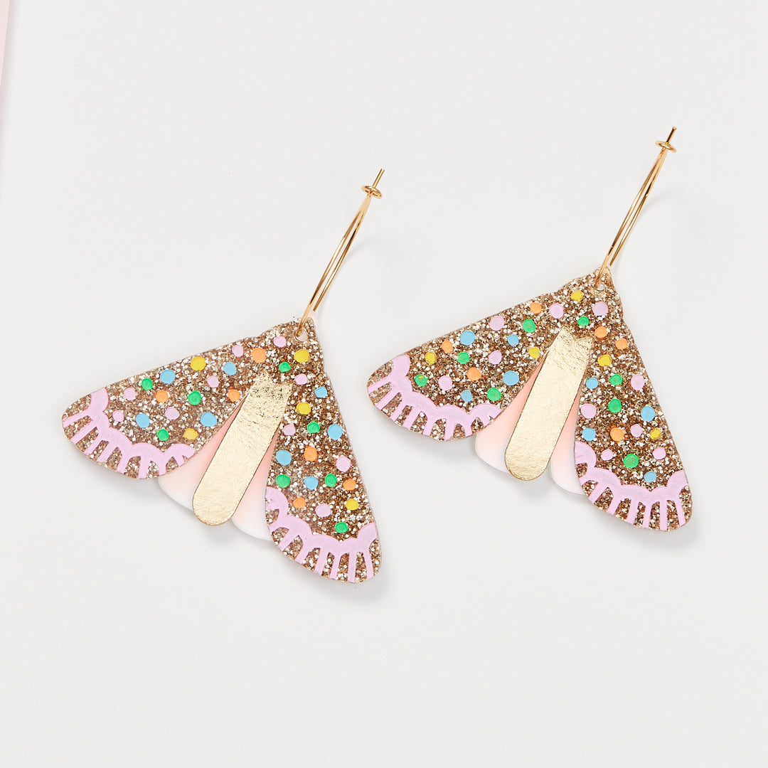 Moth Earrings - Gold/Multi