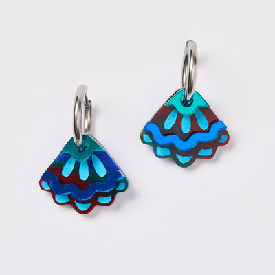 Frill Pod Earrings - Blue Watercolour