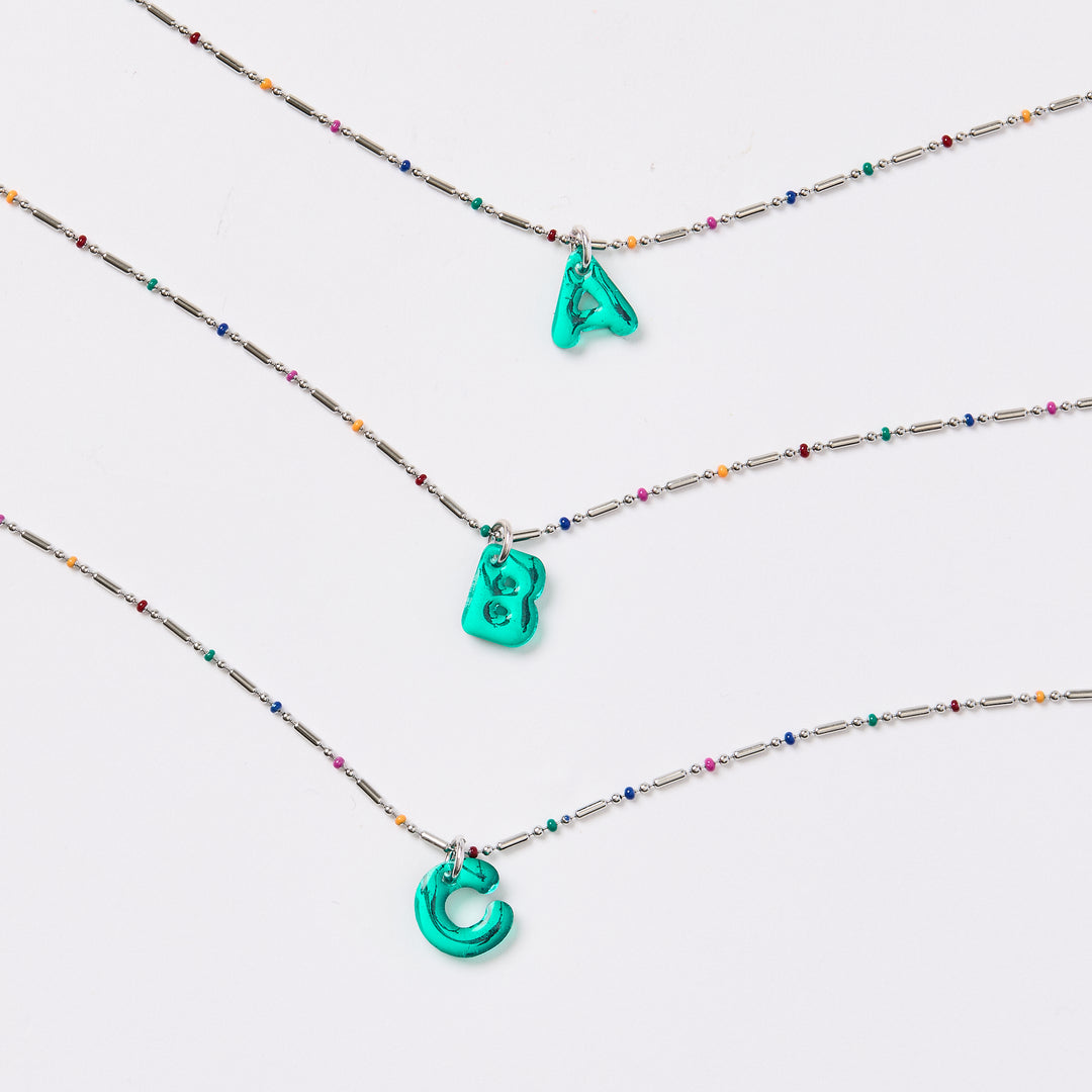 Rainbow Silver Necklace LONG 50cm