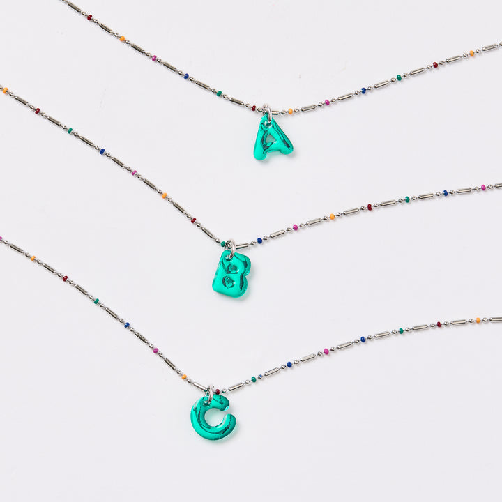 Rainbow Silver Necklace LONG 50cm