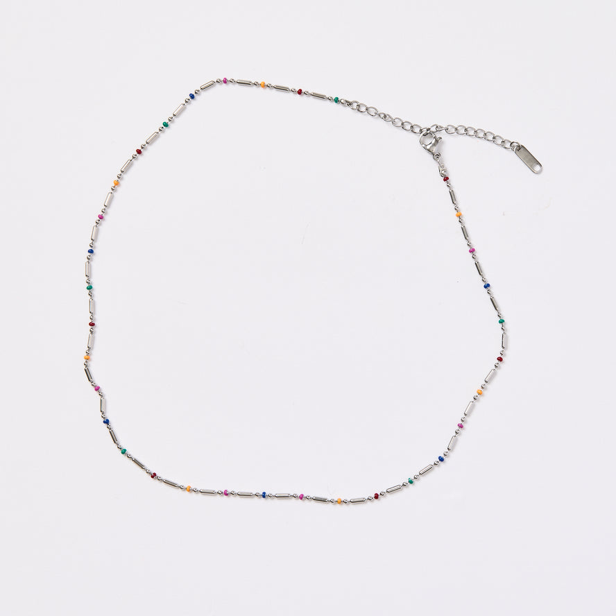 Rainbow Silver Necklace - Short 40cm