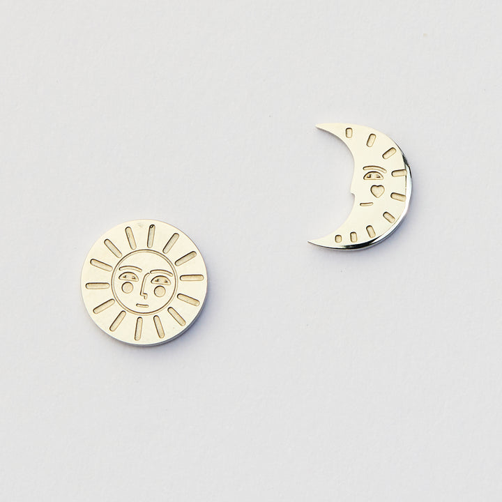 Sun & Moon Studs - Silver
