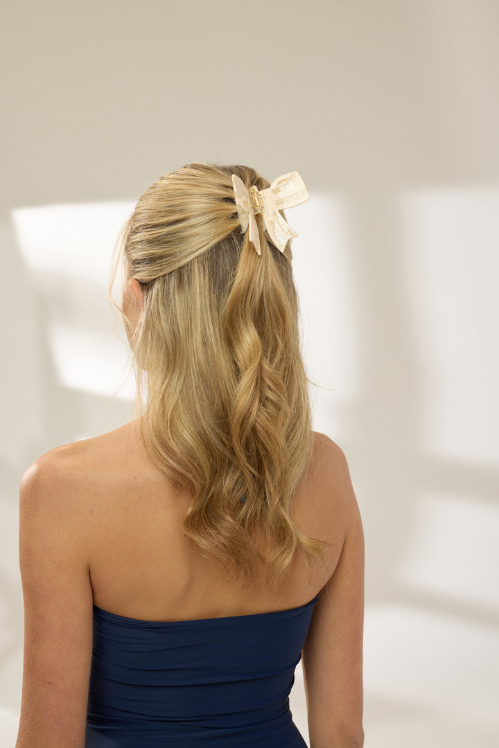 Bow Hair Clip - Cream