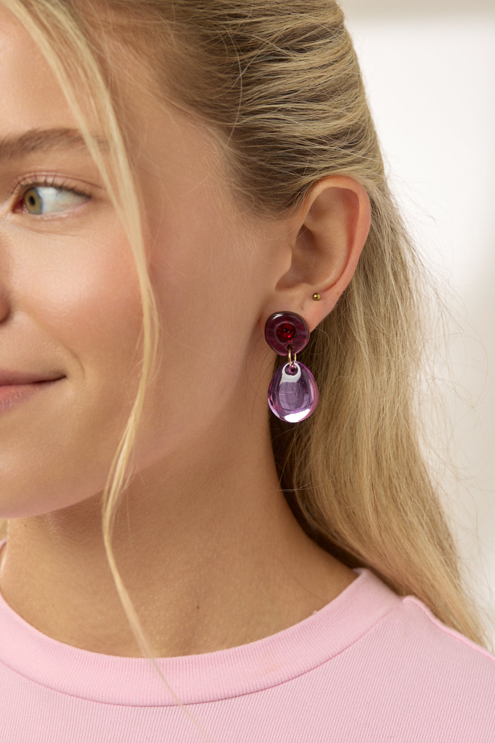 Jam Gem Earrings - Burgundy / Violet