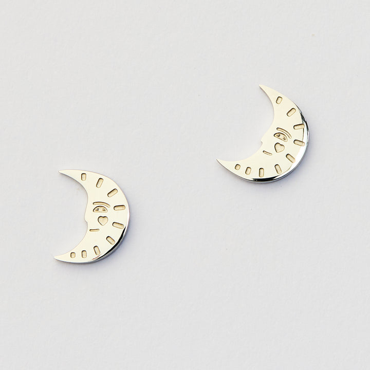 Moon Studs - Silver