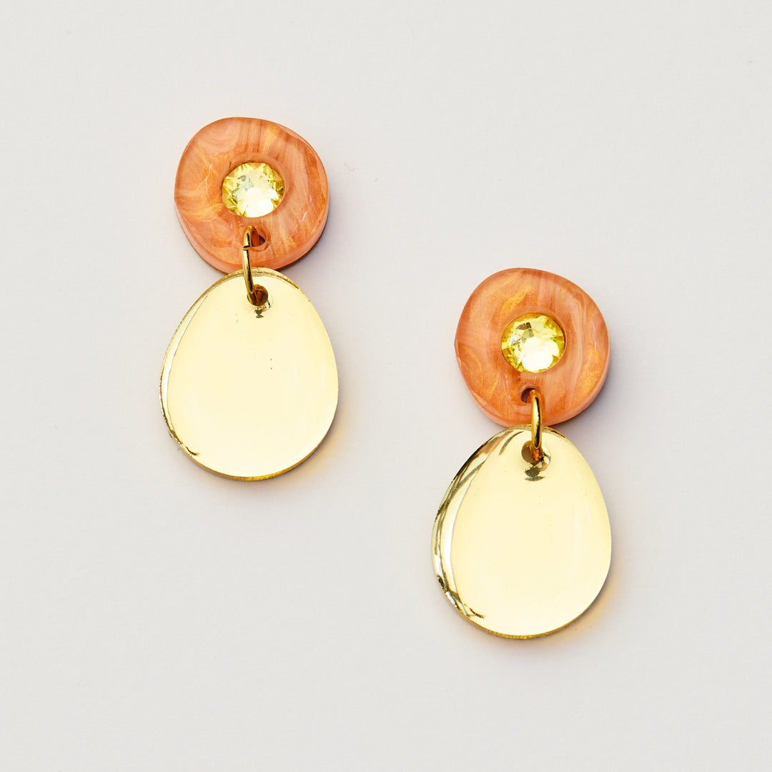 Jam Gem Earrings - Peach-Gold
