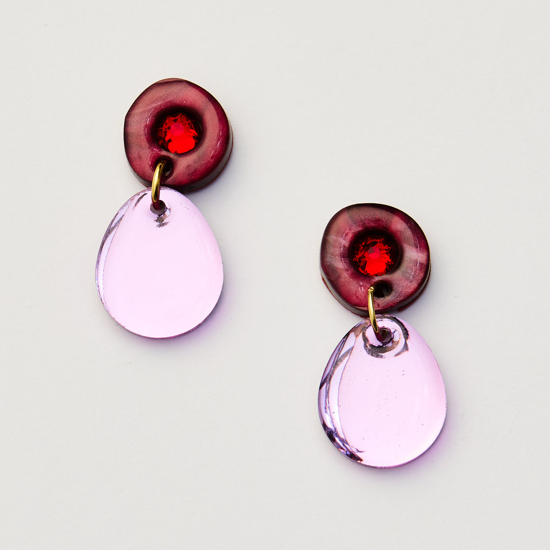 Jam Gem Earrings - Burgundy / Violet