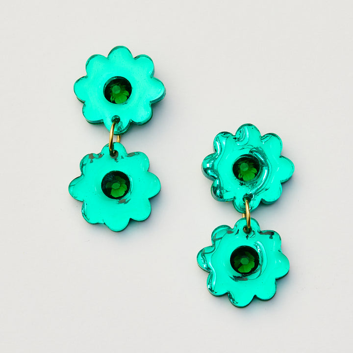 Jelly Flower Earrings - Green