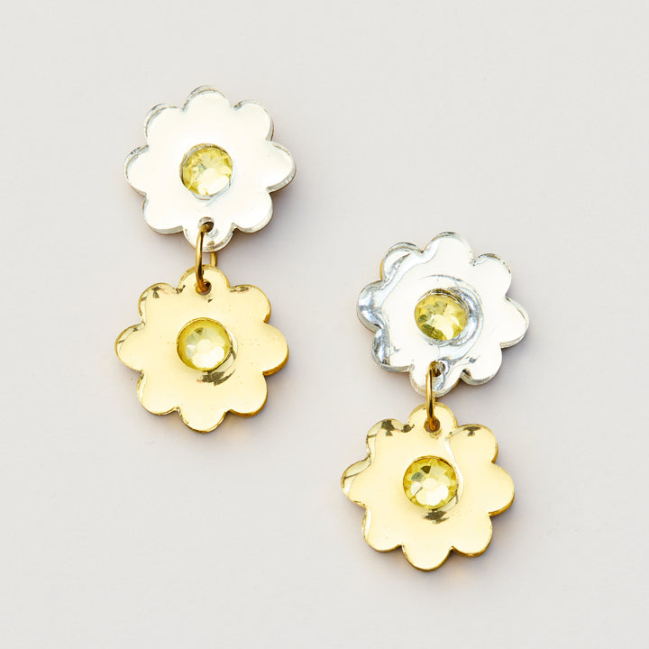 Jelly Flower Earrings - Gold / Silver