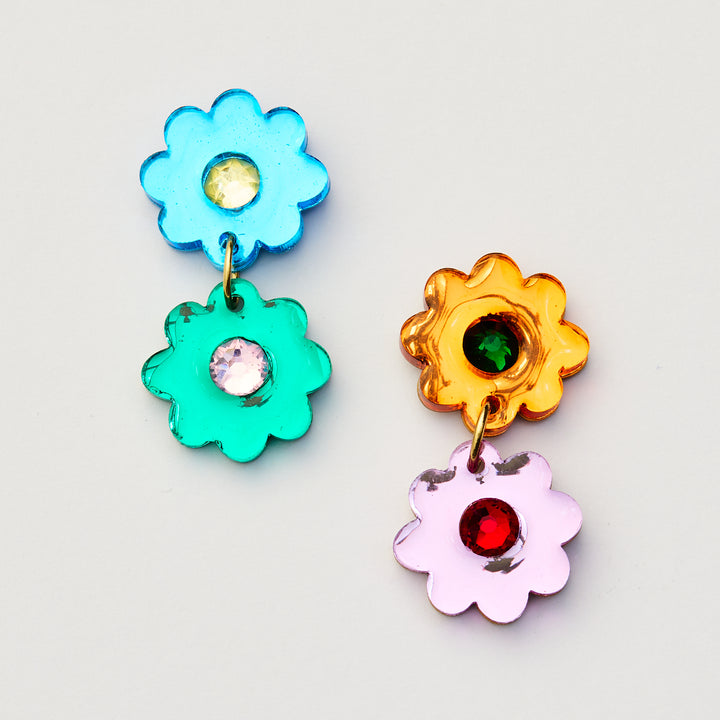 Jelly Flower Earrings - Rainbow