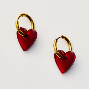 Marty Heart Earrings - Red