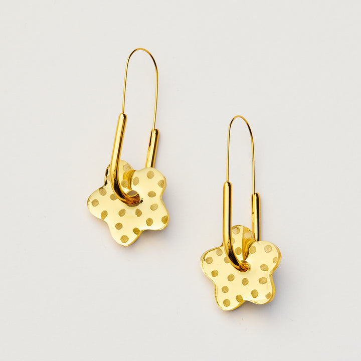 Dotty Flower Earrings - Gold