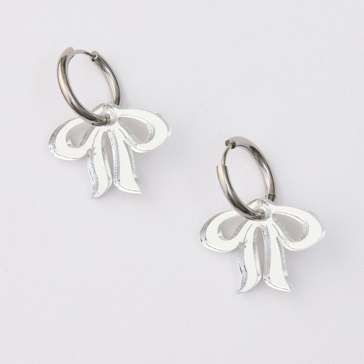 Floppy Bow Earrings - silver