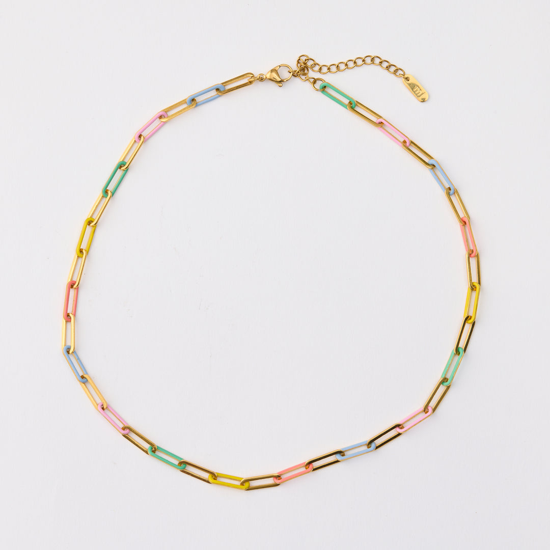 Paper Chain Necklace - Multi Gold