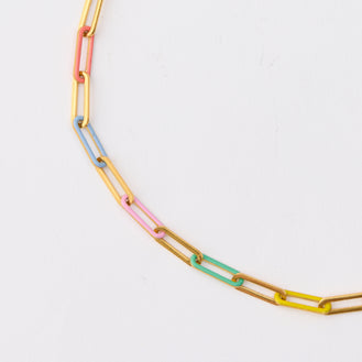 Paper Chain Necklace - Multi Gold