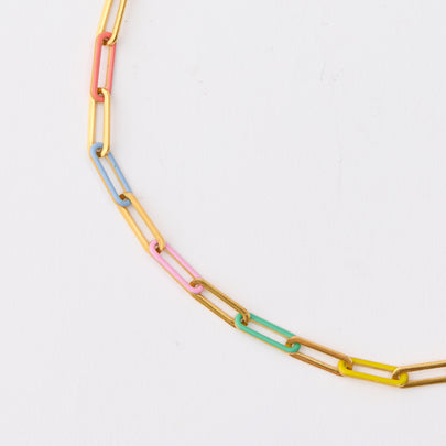 Paper Chain Necklace - Multi Gold