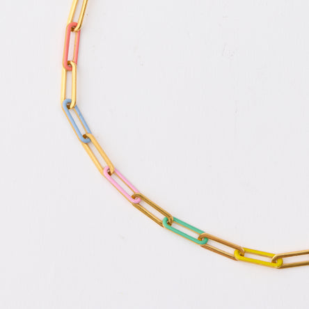 Paper Chain Necklace - Multi Gold