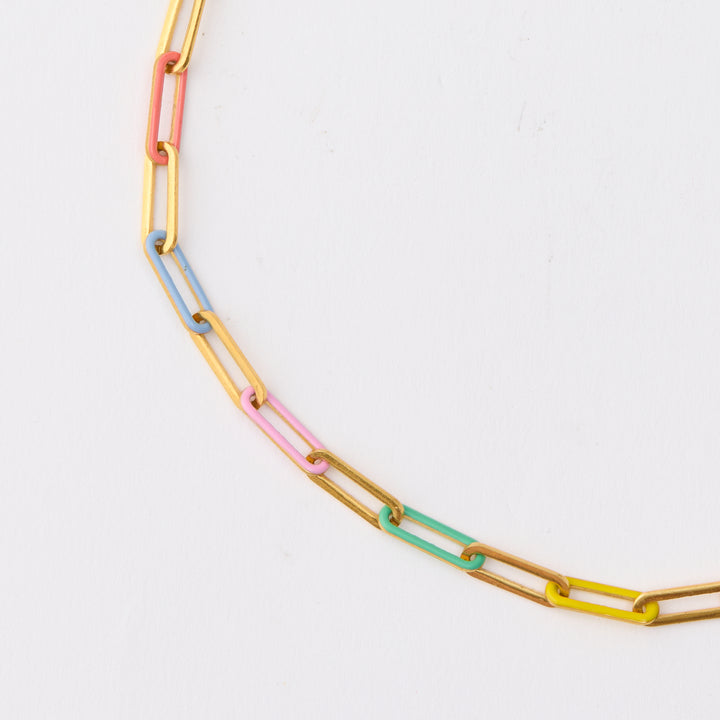 Paper Chain Necklace - Multi Gold