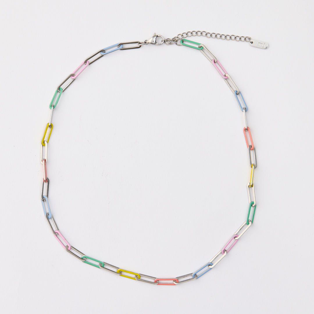 Paper Chain Necklace - Multi Silver