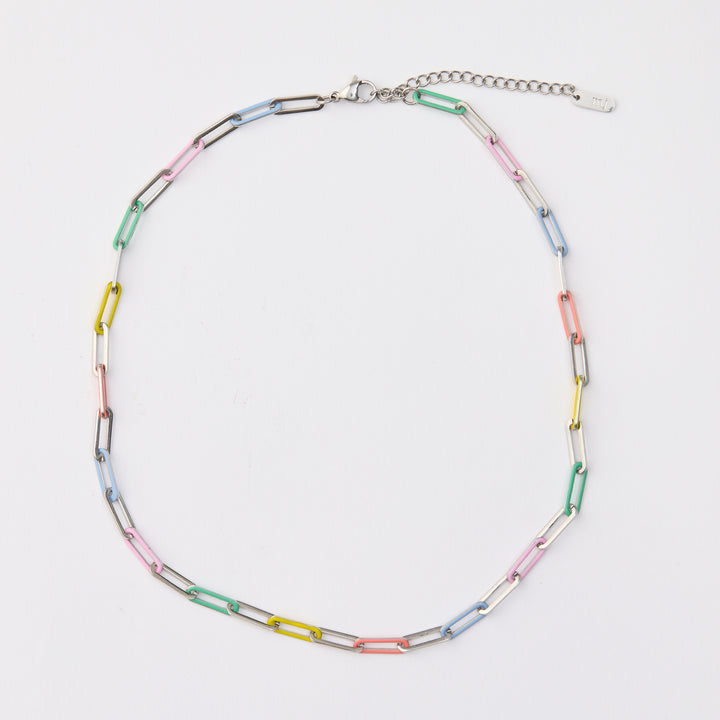 Paper Chain Necklace - Multi Silver