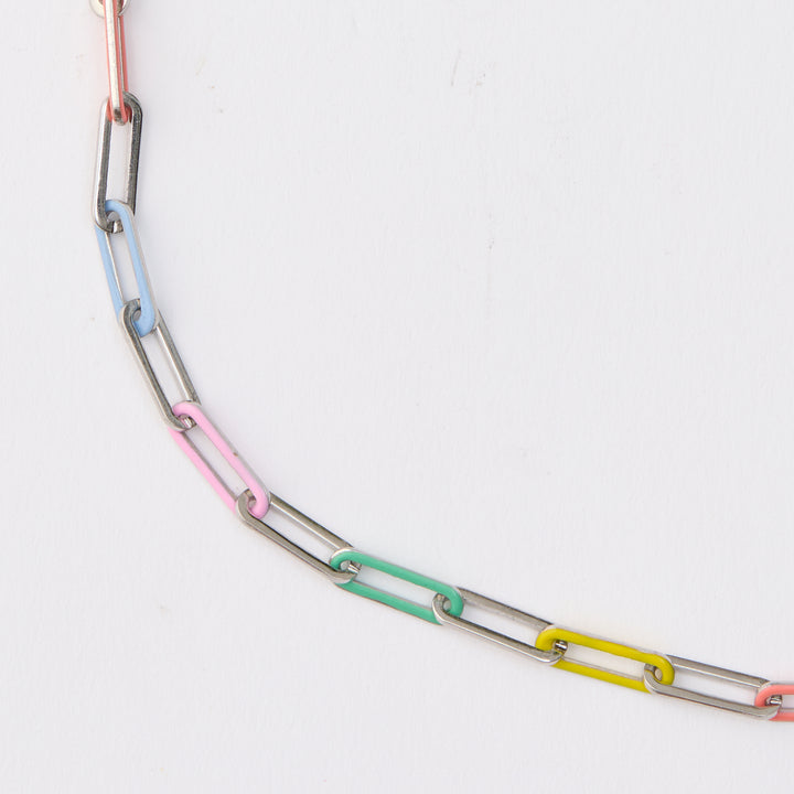 Paper Chain Necklace - Multi Silver