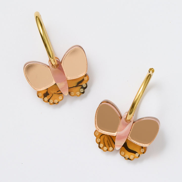 Butterfly Earrings - Brown/Peach
