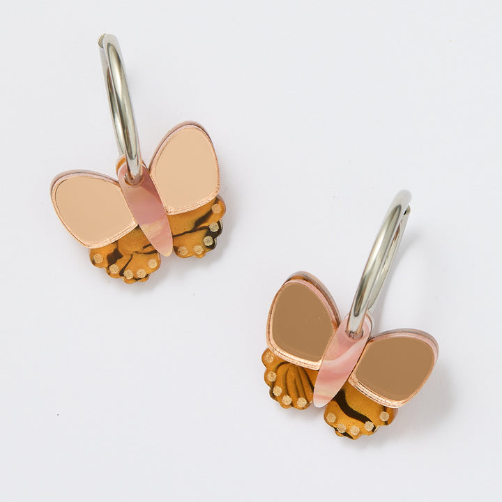 Butterfly Earrings - Brown/Peach