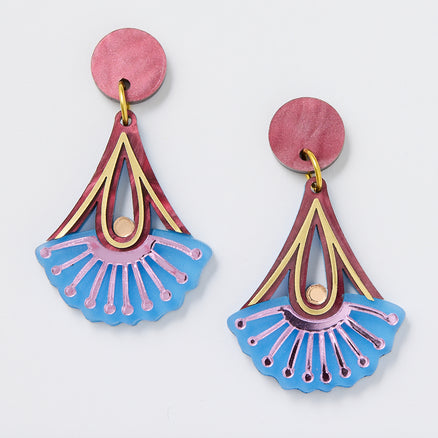 Silver Princess Drop Earrings - Plum/Blue