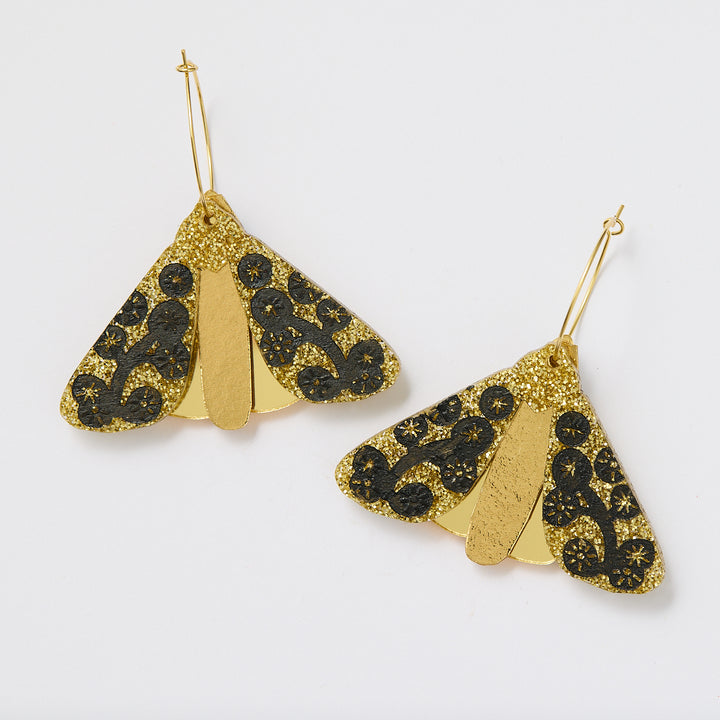 Moth Wattle Earrings - Gold/Black