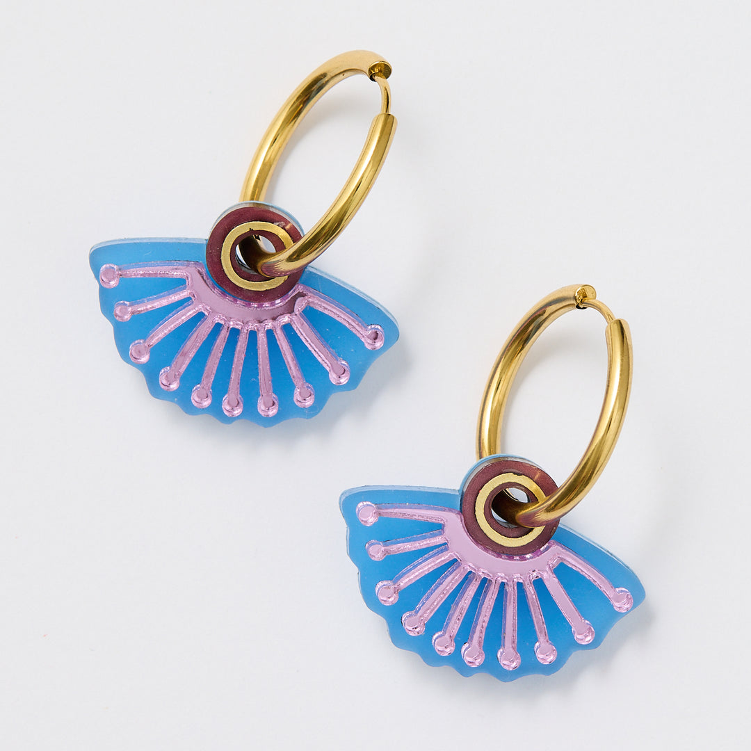 Silver Princess Huggies Earrings - Plum/Blue