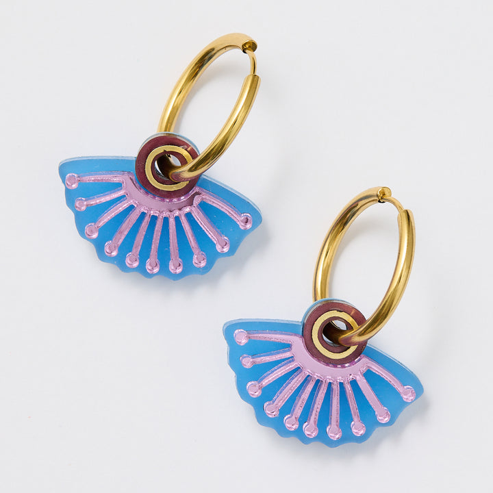 Silver Princess Huggies Earrings - Plum/Blue
