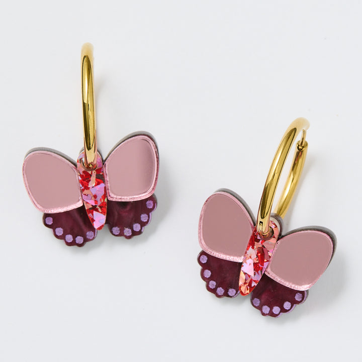 Butterfly Earrings - Red/Plum