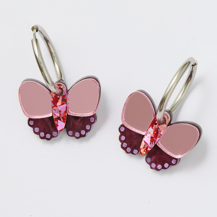 Butterfly Earrings - Red/Plum