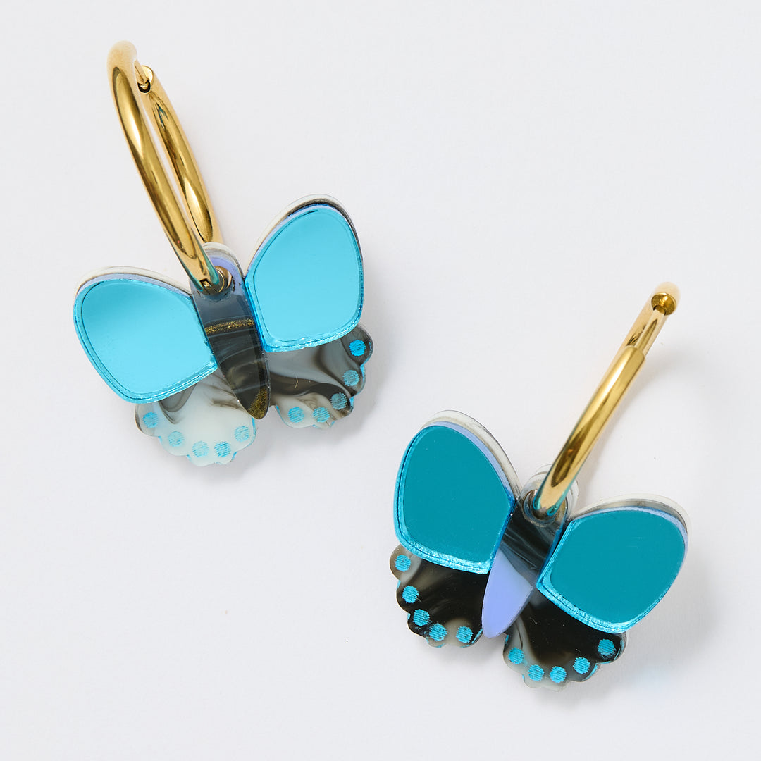 Butterfly Earrings - Blue/Black