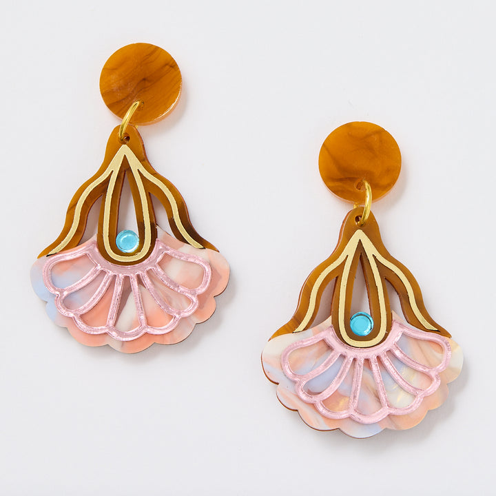 Matilda Drop Earrings - Brown/Pink