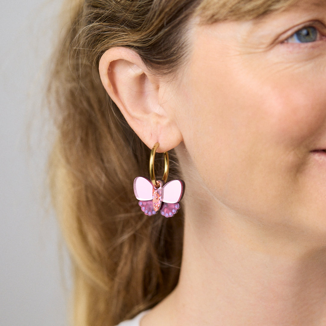 Butterfly Earrings - Red/Plum