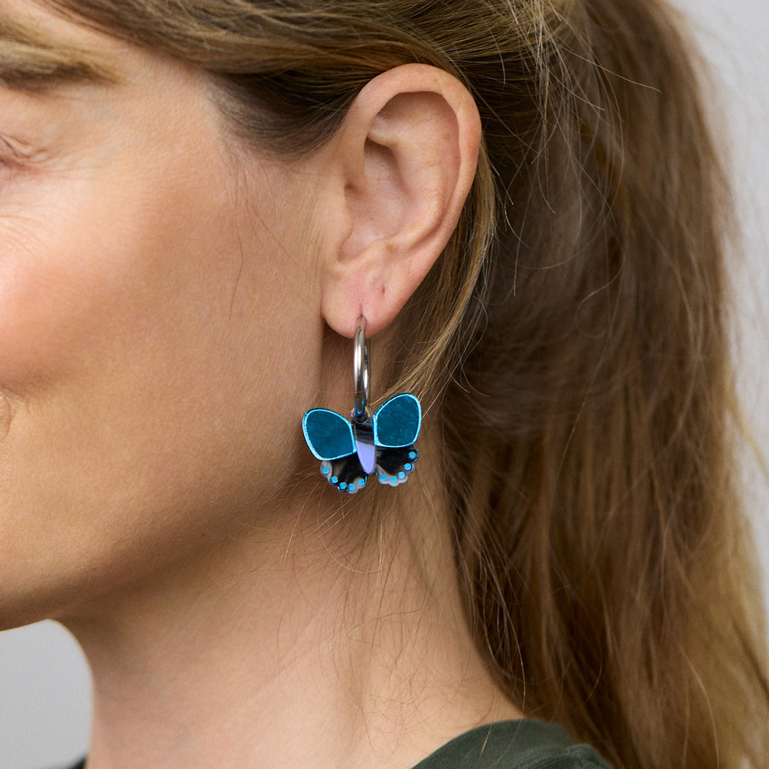 Butterfly Earrings - Blue/Black