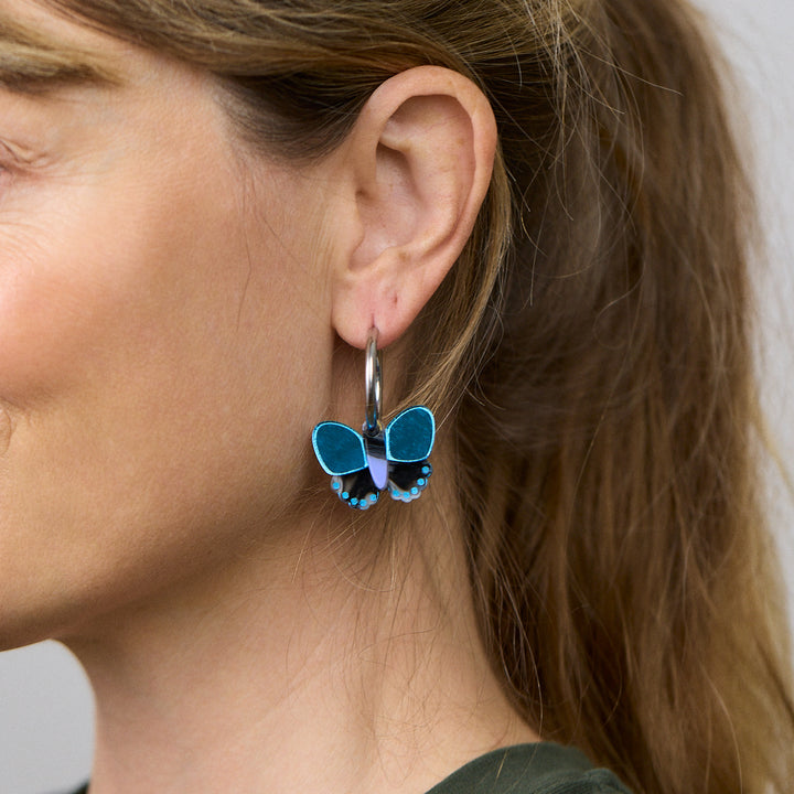 Butterfly Earrings - Blue/Black