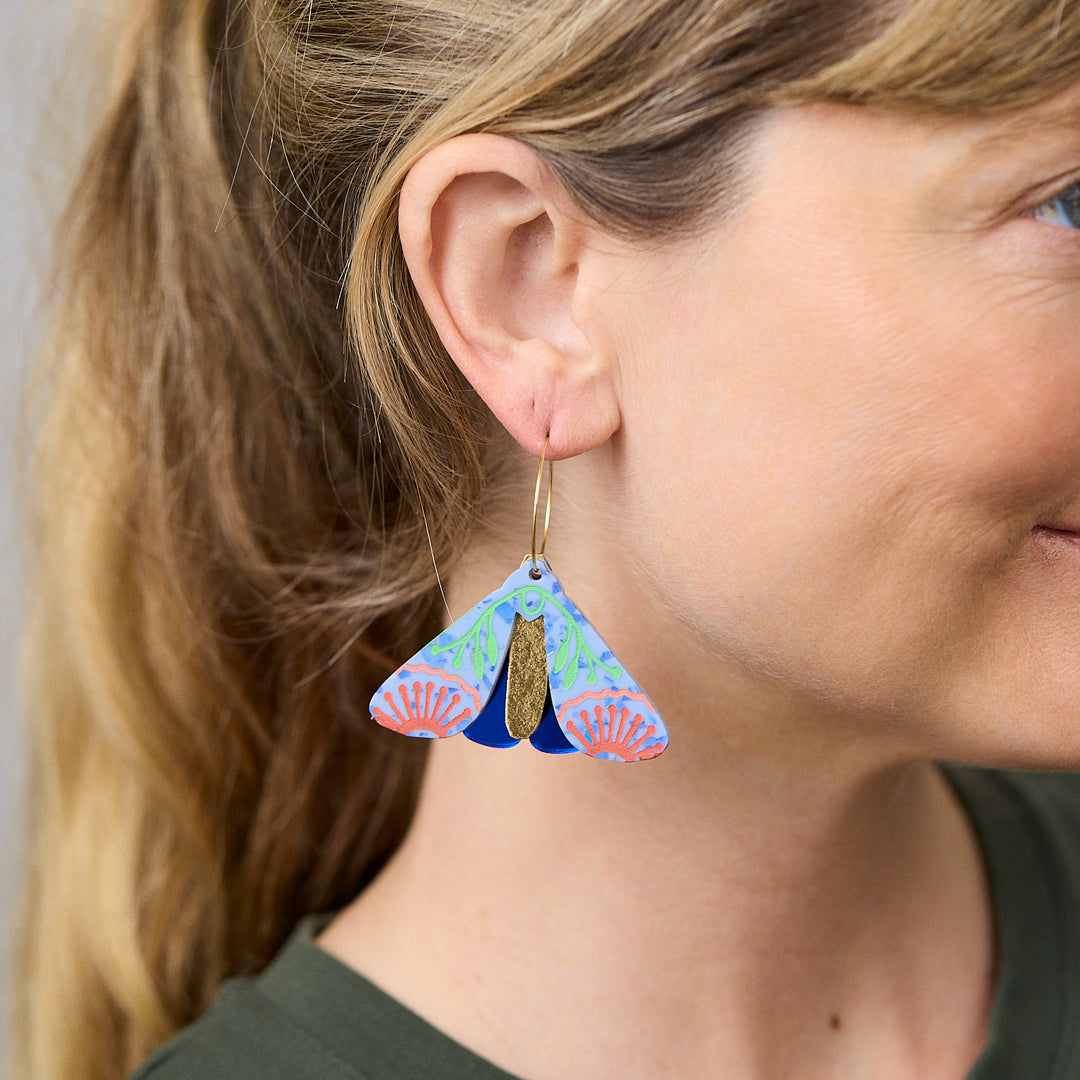 Moth Wattle Earrings - Periwinkle/Cobalt