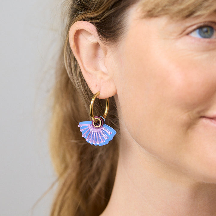 Silver Princess Huggies Earrings - Plum/Blue