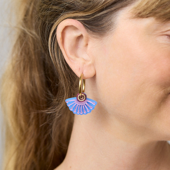 Silver Princess Huggies Earrings - Plum/Blue