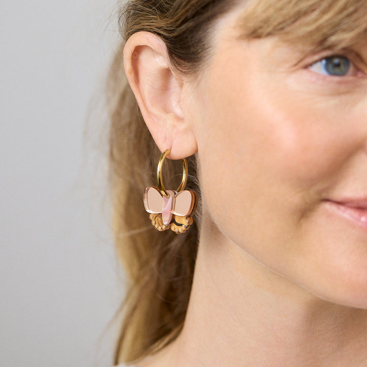 Butterfly Earrings - Brown/Peach